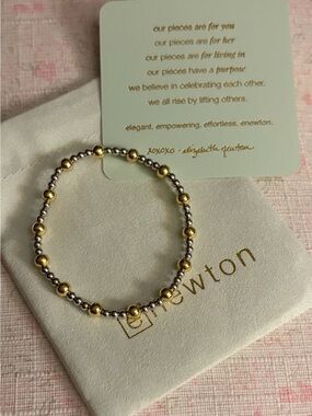 Newton Two-Tone Gold and Silver Beaded Stretch Bracelet
